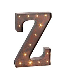 12 in. H "Z" Rustic Brown Metal LED Lighted Letter