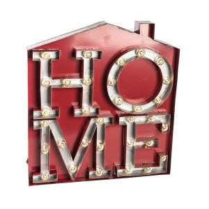 20 in. H LED Metal House HOME Sign