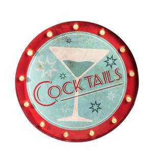 24.5 in. Dia Lighted Metal Cocktail Symbol