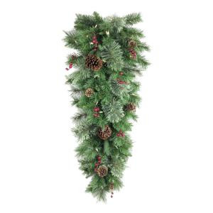 36 in. Battery Operated Syracuse Cashmere Berry Artificial Teardrop with 35 Clear LED Lights