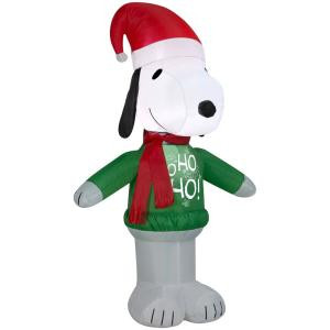 42 in. Inflatable Airblown Snoopy with Ho Ho Ho Sweater