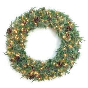 48 in. Syracuse Cashmere Berry Artificial Wreath with 200 Warm White LED Light