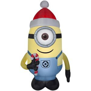 52.36 in. W x 44.49 in. D x 90.16 in. H Inflatable Airblown-Stuart with Santa Hat