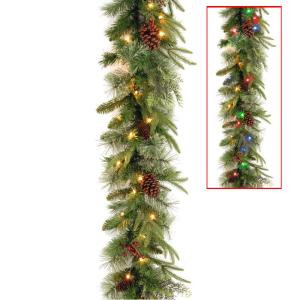 9 ft. Colonial Garland with Battery Operated Dual Color LED Lights