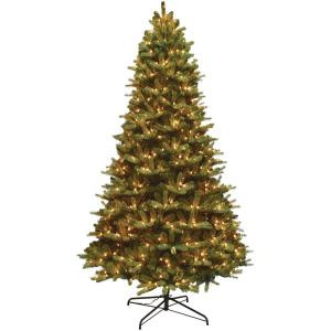 9 ft. Pre-Lit Mixed Balsam Fir PE and PVC Artificial Christmas Tree with Lights