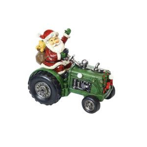 9 in. Santa on Tractor Decor with 3 LED Lights - Color Changing