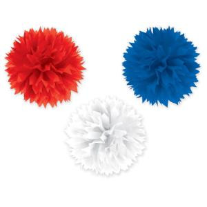 16 in. Red, White and Blue Fluffy Decorations (3-Count, 2-Pack)