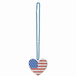 36 in. USA Bling Heart Necklace (3-Pack)