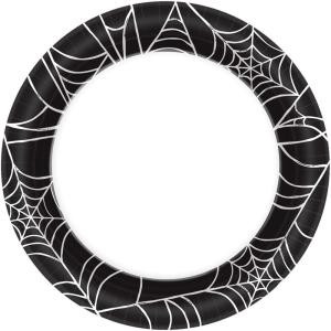 6.75 in. x 6.75. in. Spider Web Round Paper Plate (40-Count, 8-Pack)
