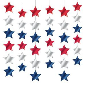 7 ft. Foil Star String Decorations (6-Count, 3-Pack)