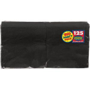 Big Party Pack 6.5 in. x 6.5 in. Black Paper Birthday Lunch Napkin (125-Count, 4-Pack)