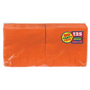 Big Party Pack 6.5 in. x 6.5 in. Orange Paper Birthday Lunch Napkin (125-Count, 4-Pack)