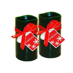 3 in. x 6 in. Wax LED Bisque Rechargeable Candle (2-Set)