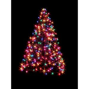 4 ft. Indoor/Outdoor Pre-Lit Incandescent Artificial Christmas Tree with Green Frame and 300 Multi-Color Lights