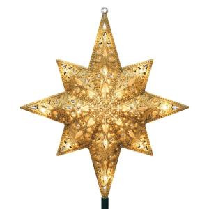 Holiday Classics 11 in. 16-Light Gold Glittered Bethlehem Star Tree Top