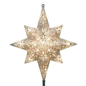 Holiday Classics 11 in. 16-Light Silver Glittered Bethlehem Star Tree Top