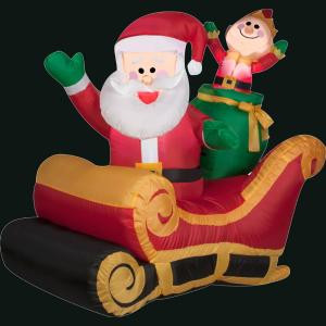 41.34 in. L x 27.56 in. W x 42.13 in. H Inflatable Santa with Sleigh