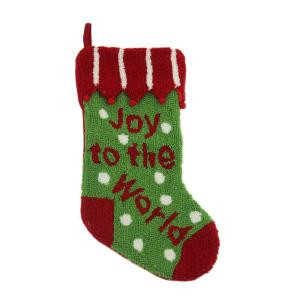 19 in. Polyester/Acrylic Hooked Christmas Stocking with Joy to the World
