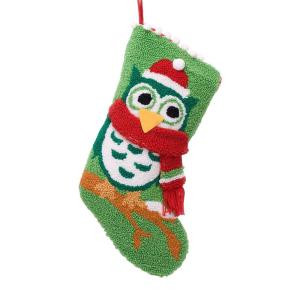 19 in. Polyester/Acrylic Hooked Christmas Stocking with Owl