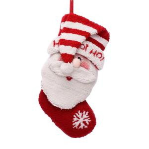 20 in. Polyester/Acrylic Hooked Christmas Stocking with 3D Santa