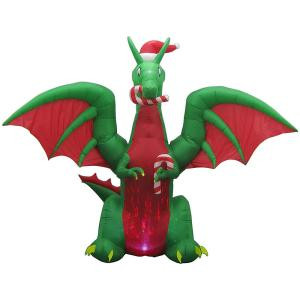 11 ft. Animated Inflatable Kaleidoscope Dragon with Santa Hat