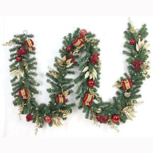 12 ft. Pre-Lit Plaza Artificial Garland with 100 Battery-Operated Warm White LED