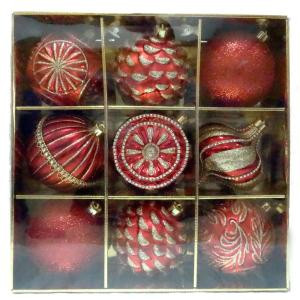 130 mm Ornament Set in Red (9-Count)