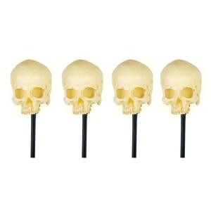 15 in. Blow Molded Skull Pathway Markers with LED Illumination (Set of 4)