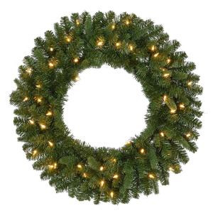 30 in. Pre-Lit Battery Operated LED Sierra Nevada Artificial Christmas Wreath with Warm White Lights