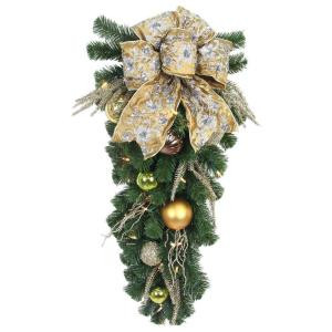 32 in. LED Pre-Lit Manhattan Artificial Swag with Ribbons, Baubles, and 35 Battery-operated Warm-white Lights