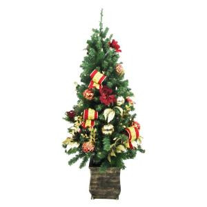 4 ft. Battery Operated Plaza Potted Artificial Christmas Tree with 50 Clear LED Lights