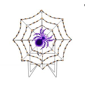 40 in. LED Holiday Message Web- Orange/Green /Purple Spider
