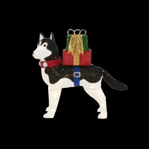 42 in. LED Lighted Fuzzy Husky