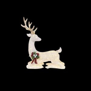 45 in. LED Lighted White PVC Sitting Deer