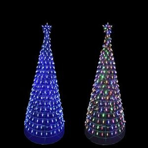 6 ft. Pre-Lit LED Tree Sculpture with Star and Color Changing Blue to Multi-Color Lights