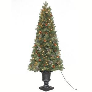 6.5 ft. Greenland Potted Artificial Christmas Tree with 250 Clear Lights