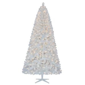 7.5 ft. Pre-Lit LED Glossy White North Hill Spruce Quick-Set Artificial Christmas Tree with Warm White Lights