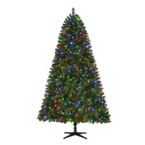 7.5 ft. Pre-Lit LED Wesley Spruce Quick-Set Artificial Christmas Tree with Color Changing Lights