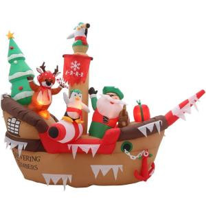 8 ft. H Inflatable Giant Christmas Pirate Ship Scene