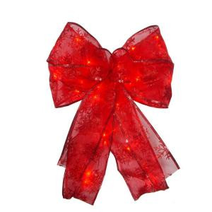 9 in. Red LED Ribbon Bow Tree Topper