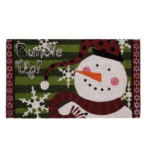 Bundle Up Snowman 17 in. x 29 in. Coir and Vinyl Holiday Mat