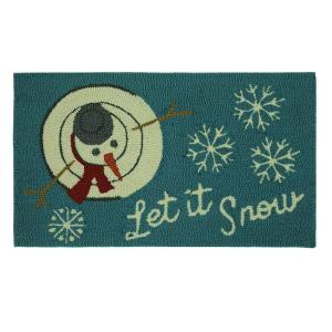 Let It Snowman Top 17 in. x 29 in. Hand Hooked Holiday Mat