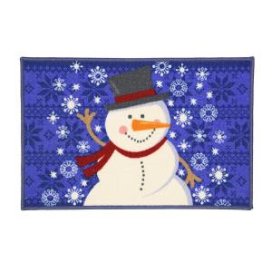 Snowman Blue Sweater 17 in. x 29 in. Printed Holiday Mat