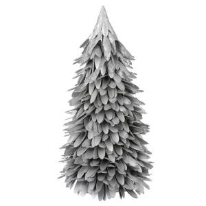 16 in. silver shaved wood tree with glitter
