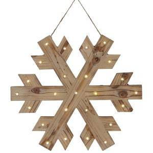 18 in. W Lighted Wood Snowflake Christmas Ornament