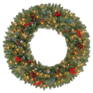 36 in. Winslow Artificial Wreath with 150 Clear Lights