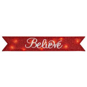 6 in. Believe Christmas Tinsel Message Banner