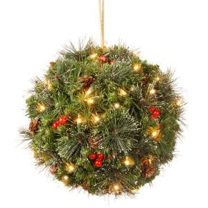 16 in. Crestwood Spruce Kissing Ball with Battery Operated Warm White LED Lights