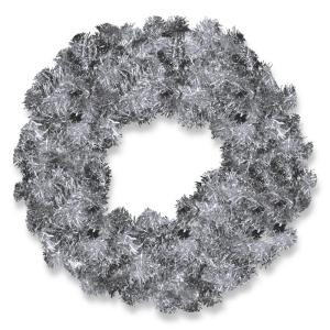 24 in. Silver Tinsel Artificial Wreath
