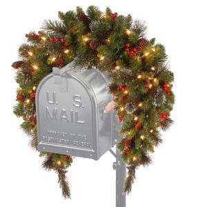 3 ft. Battery Operated Crestwood Spruce Artificial Mailbox Swag with 50 Clear LED Lights